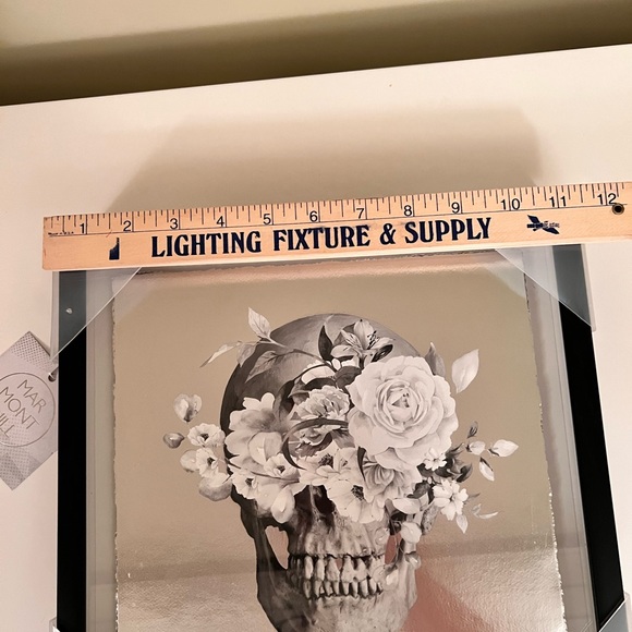 Marmont Hill silver skull with flowers framed art. NWT. - Picture 5 of 6